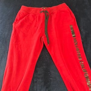 Red Hollister joggers